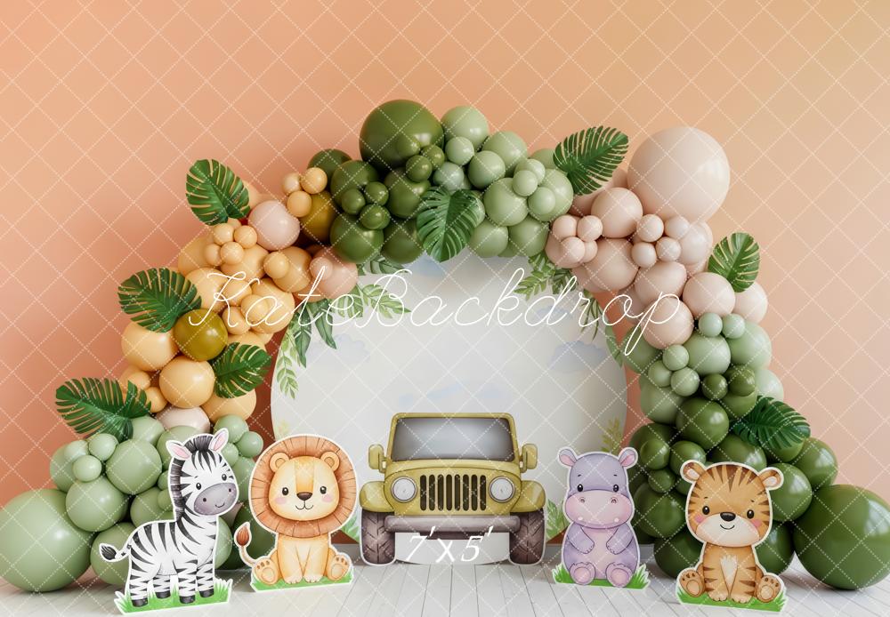 Kate Jungle Balloon Arch Safari Animals Car Backdrop Designed by Patty Robert