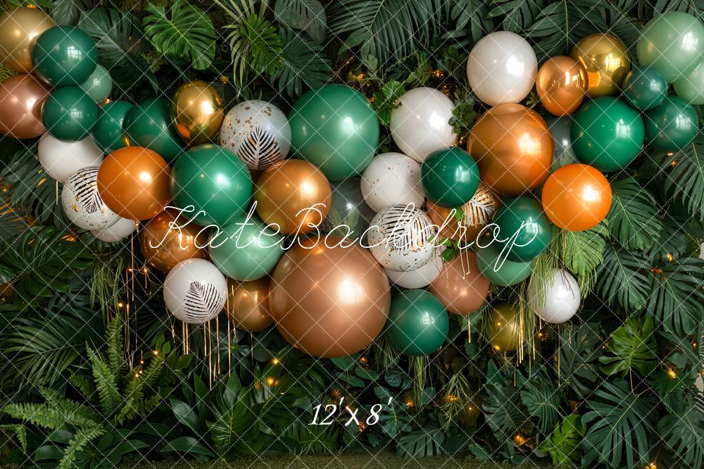 Kate Jungle Balloon Garland Green Gold Fleece Backdrop Designed by Emetselch - Image 4