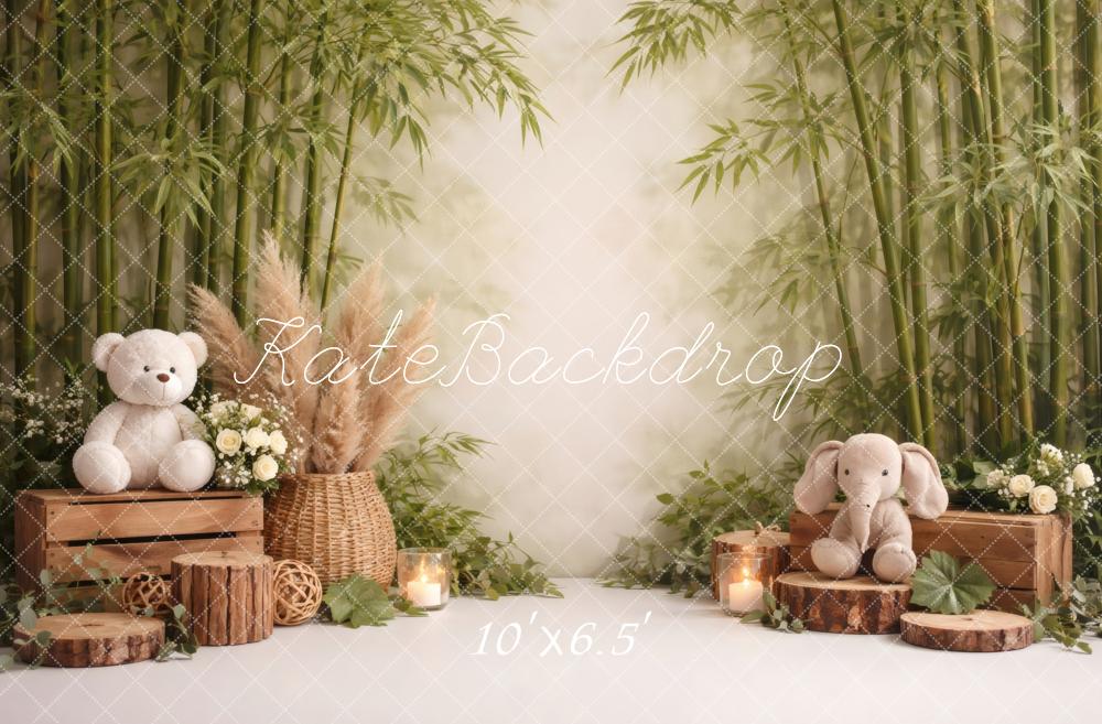 Kate Jungle Bamboo Teddy Bear Elephant Backdrop Designed by Vertigo Productions - Image 4