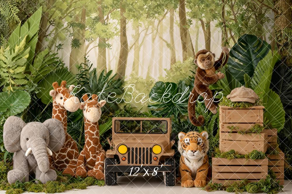 Kate Jungle Jeep Tiger Giraffe Elephant Backdrop Designed by Emetselch - Image 8