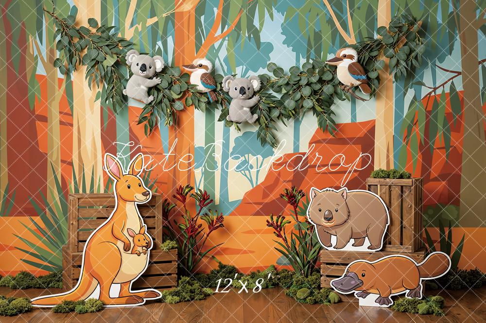 Kate Jungle Kangaroo Koala Cartoon Forest Backdrop Designed by Emstselch - Image 8