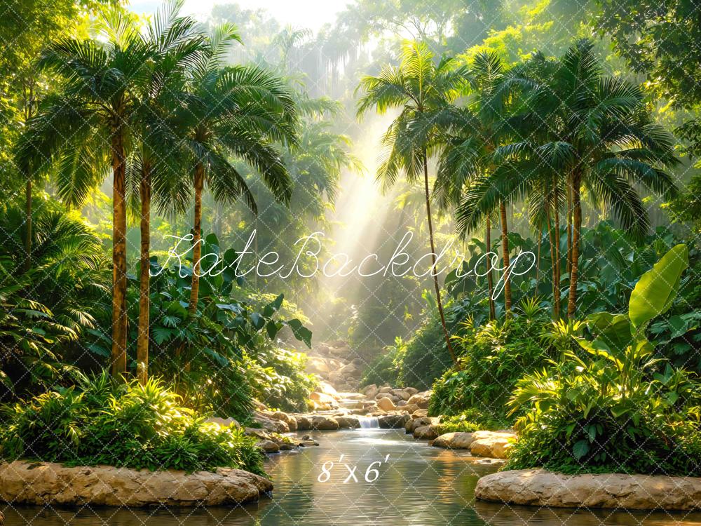 Kate Jungle Palm Trees Stream Sunlight Backdrop Designed by Mini MakeBelieve - Image 3