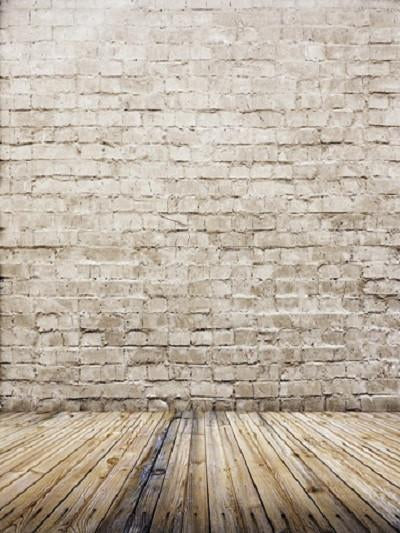 Kate Khaki Brick Wall with Wood Floor Backdrop Photo Newborn