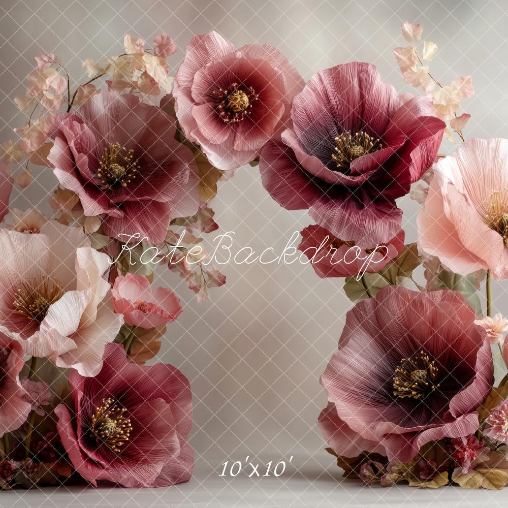 Kate Large Burgundy Pink Flower Arch Backdrop Designed by Patty Robert - Image 7