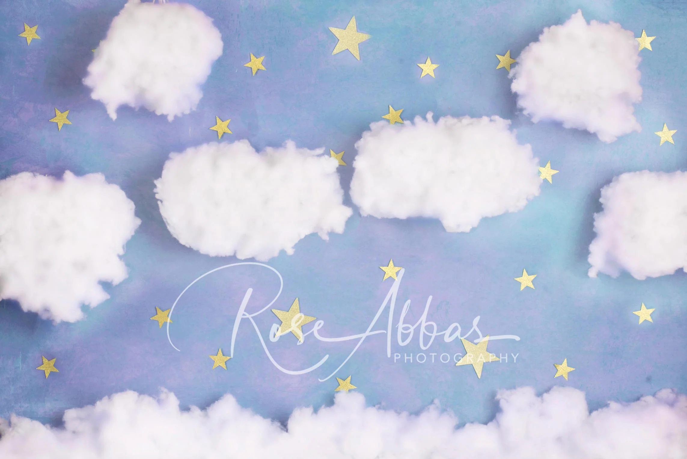 Kate Lavender Cotton Candy Cloud with Stars Backdrop Designed By Rose Abbas
