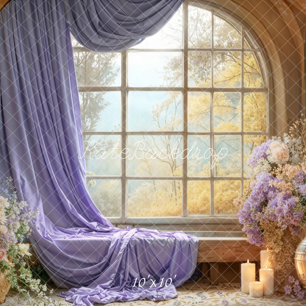 Kate Lavender Curtain Window Floral Candles Backdrop Designed by Emetselch - Image 7