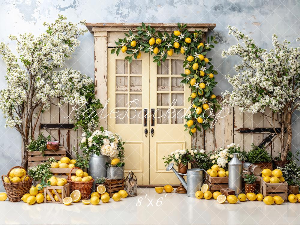Kate Spring Lemon Blossom Crates Rustic Door Backdrop Designed by Emstselch - Image 3