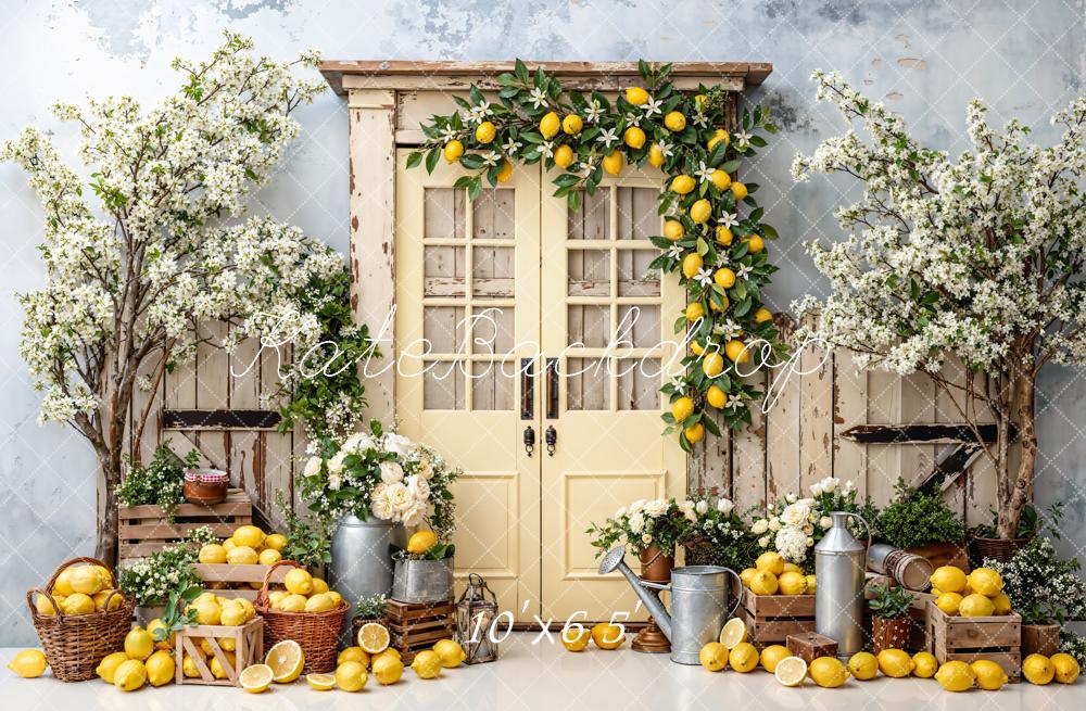 Kate Spring Lemon Blossom Crates Rustic Door Backdrop Designed by Emstselch - Image 4