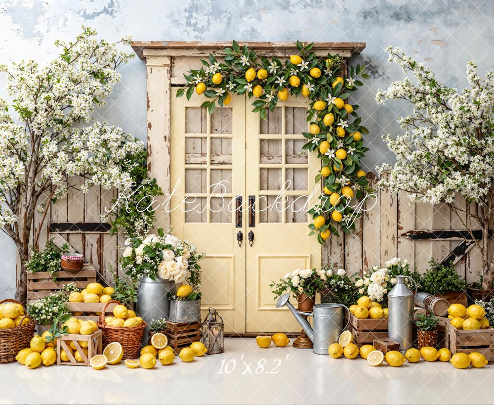 Kate Spring Lemon Blossom Crates Rustic Door Backdrop Designed by Emstselch - Image 6