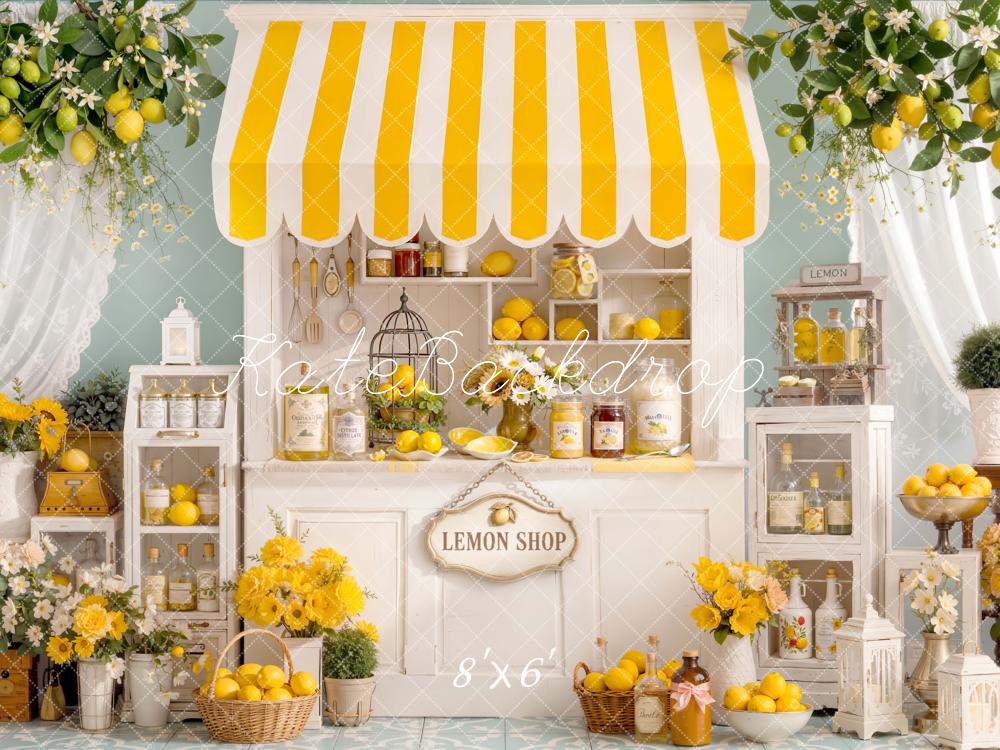 Kate Lemon Shop Awning Bottles Fleece Backdrop Designed by Emetselch