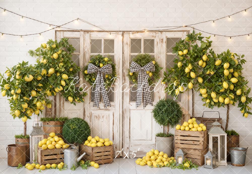 Kate Lemon Tree Wooden Crates Rustic Door Backdrop Designed by Emetselch