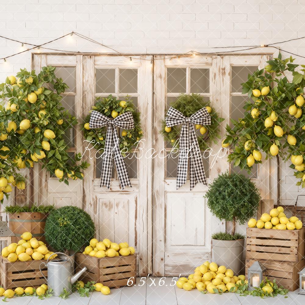 Kate Lemon Tree Wooden Crates Rustic Door Backdrop Designed by Emetselch - Image 2
