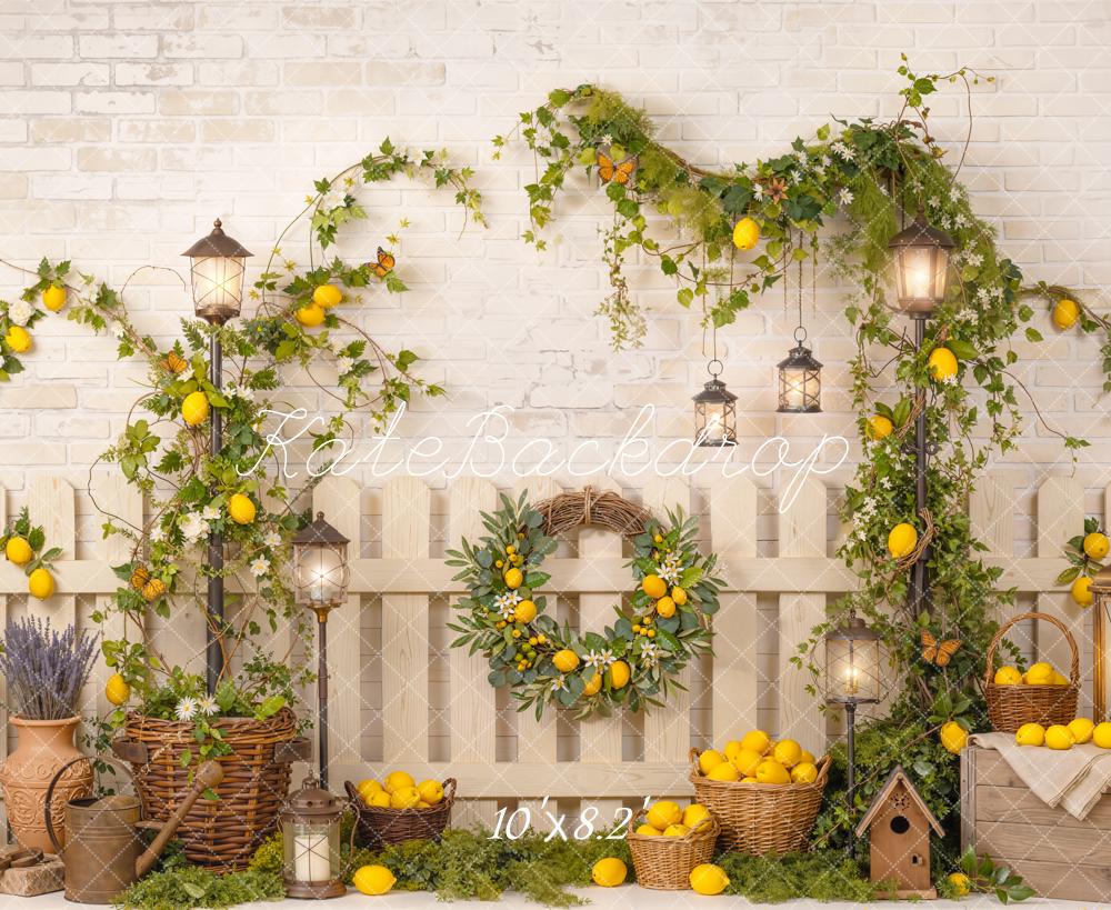 Kate Lemon Vines Lanterns Crates Fleece Backdrop Designed by Emetselch - Image 3