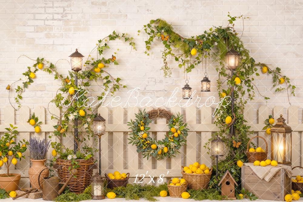 Kate Lemon Vines Lanterns Crates Fleece Backdrop Designed by Emetselch - Image 4