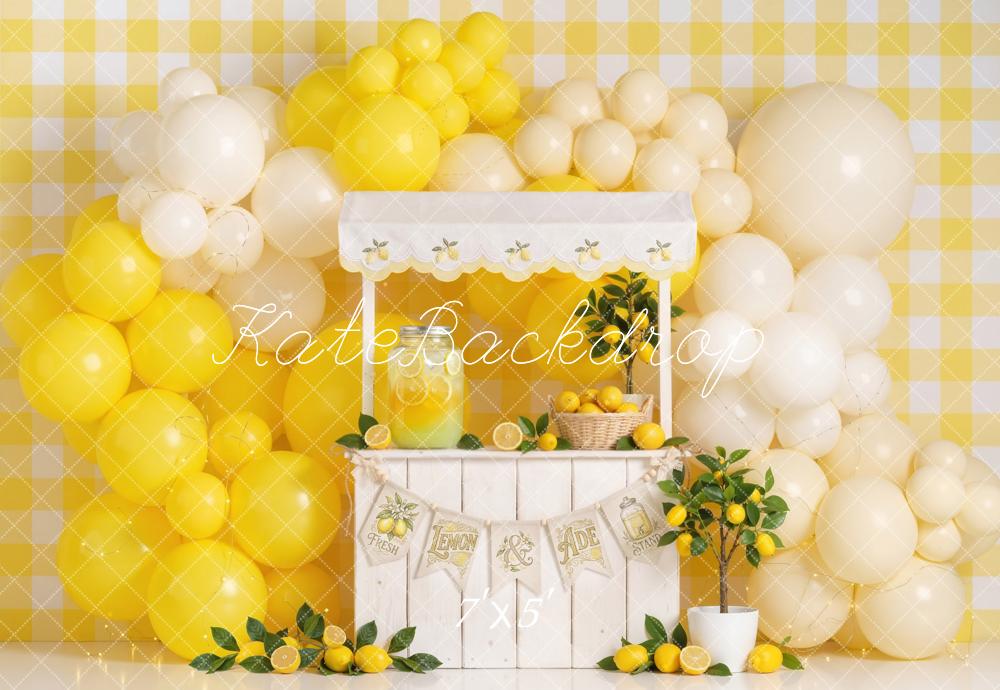 Kate Lemonade Stand Lemon Tree Yellow Balloons Backdrop Designed by Emetselch