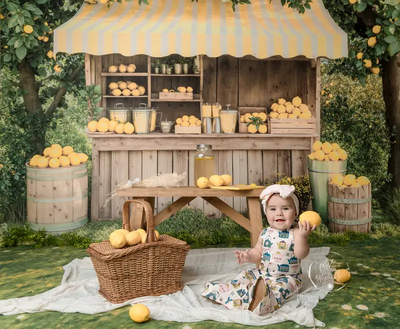 Kate Lemonade Stand Summer Wooden Stall Backdrop Designed by Emetselch