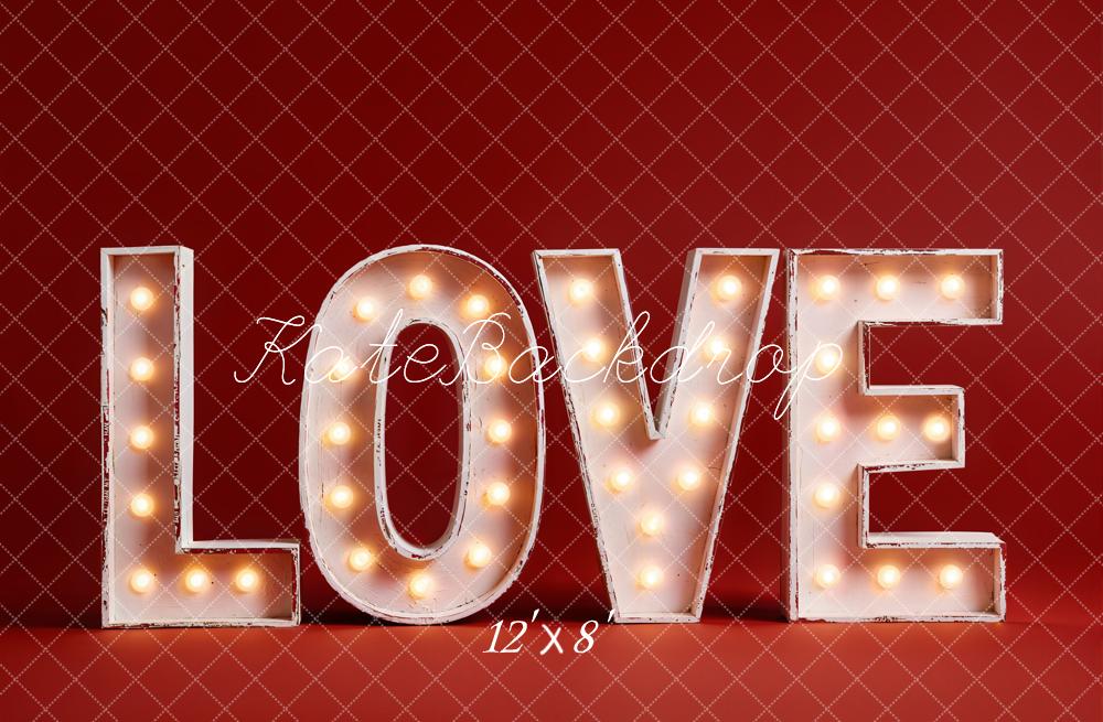 Kate Valentine Love Light Up Letters Red Backdrop Designed by Emetselch - Image 8