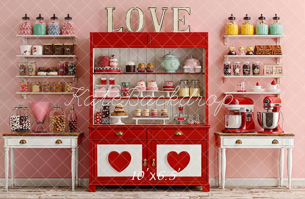 Kate Love Sweets Red Cabinet Shelves Backdrop Designed by Emetselch - Image 4