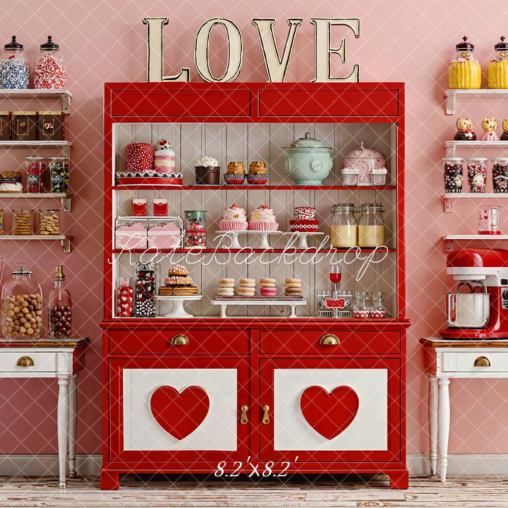 Kate Love Sweets Red Cabinet Shelves Backdrop Designed by Emetselch - Image 5