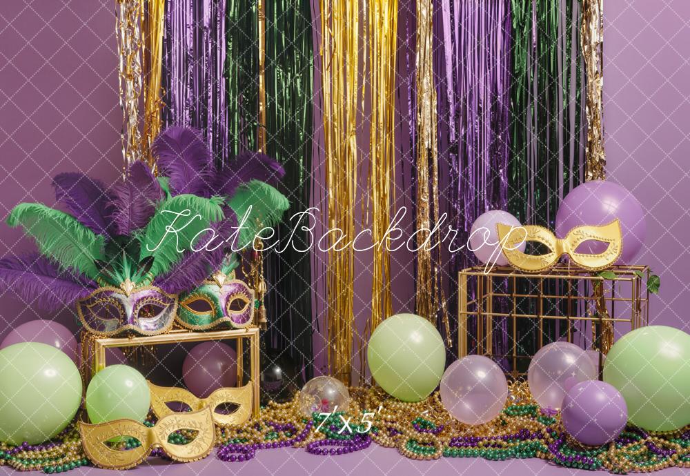 Kate Mardi Gras Masks Beads Streamers Backdrop Designed by Emstselch