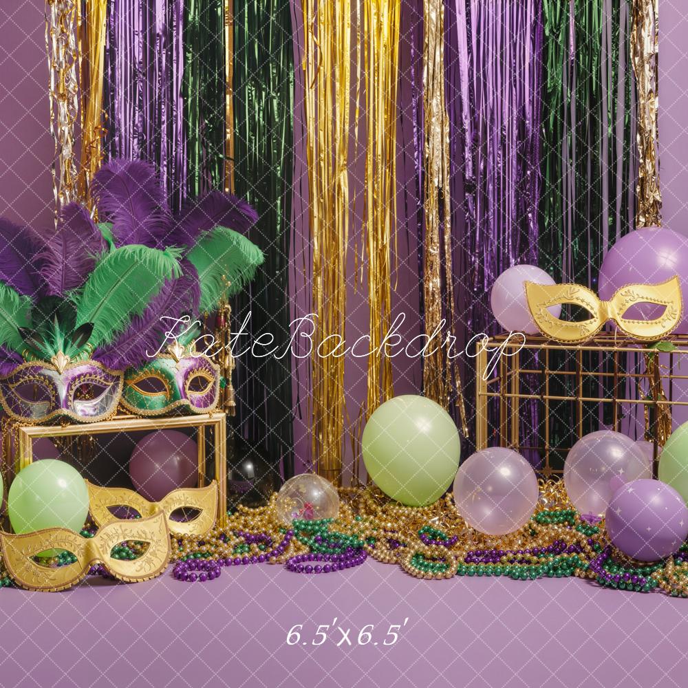 Kate Mardi Gras Masks Beads Streamers Backdrop Designed by Emstselch - Image 2