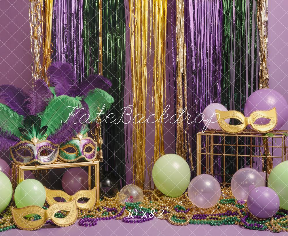 Kate Mardi Gras Masks Beads Streamers Backdrop Designed by Emstselch - Image 6
