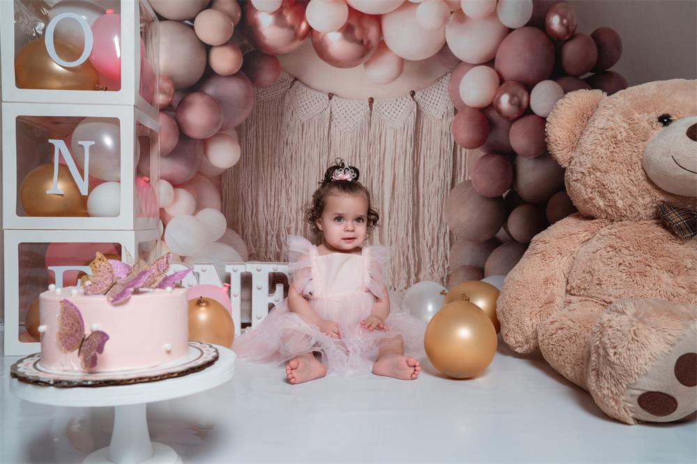 Kate Matte Balloon Arch Fleece Backdrop Macrame Wall Hanging Designed by Mandy Ringe Photography - Image 2