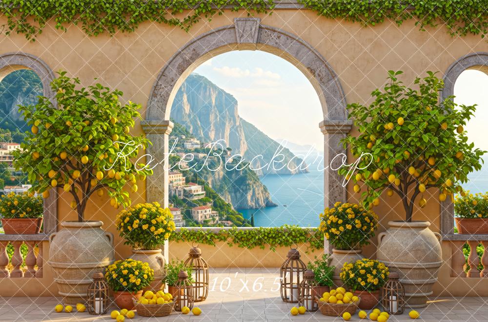Kate Mediterranean Arch Lemons Ocean Backdrop Designed by Patty Robert - Image 4