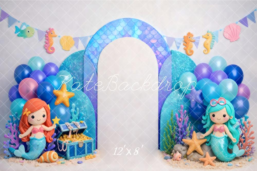 Kate Mermaid Arch Balloons Starfish Backdrop Designed by Vertigo Productions - Image 8