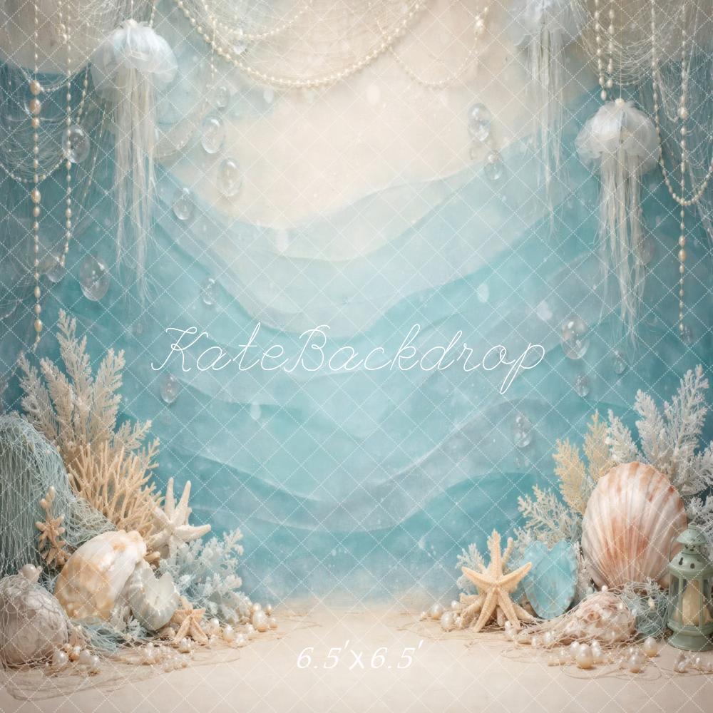 Kate Mermaid Jellyfish Seashell Coral Blue Backdrop Designed by Vertigo Productions - Image 2