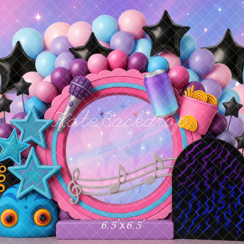 Kate Music Balloons Stars Microphone Pastel Backdrop Designed by Mini MakeBelieve - Image 4