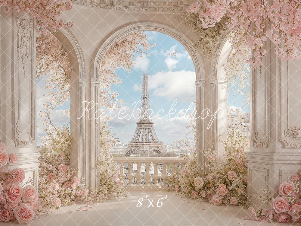Kate Paris Arch Eiffel Tower Pink Fleece Backdrop Designed by Chain Photography