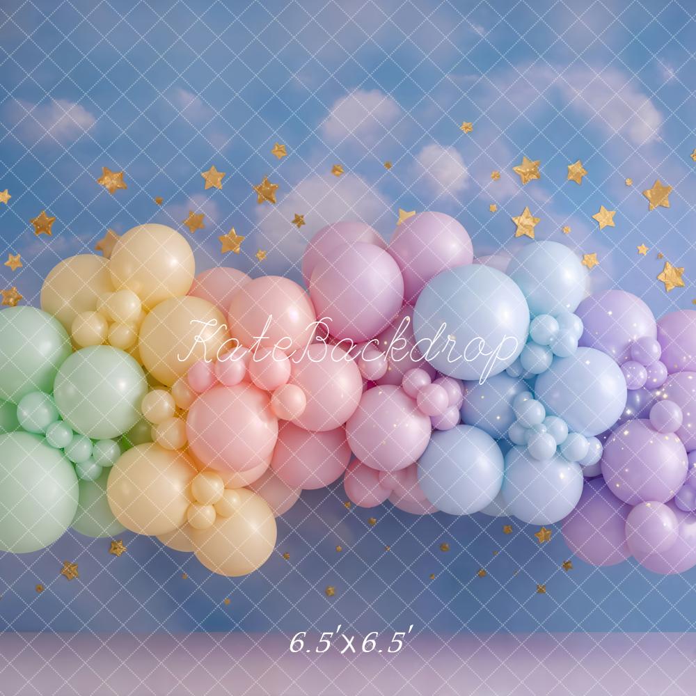 Kate Pastel Balloons Cloud Sky Stars Backdrop Designed by Emetselch - Image 2