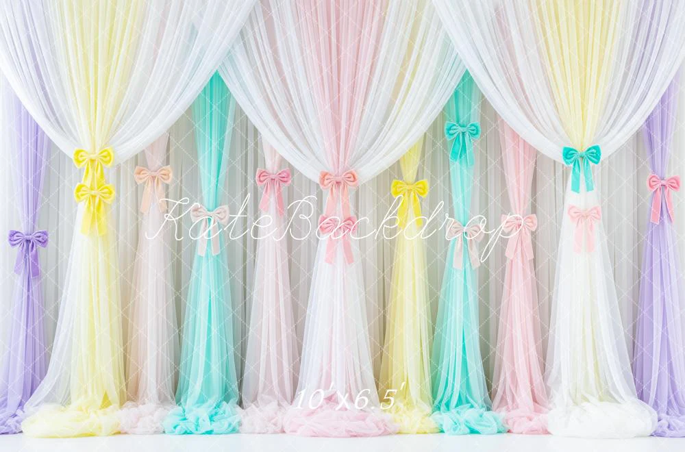Kate Pastel Bow Drapes Curtain Fleece Backdrop Designed by Patty Robert - Image 2