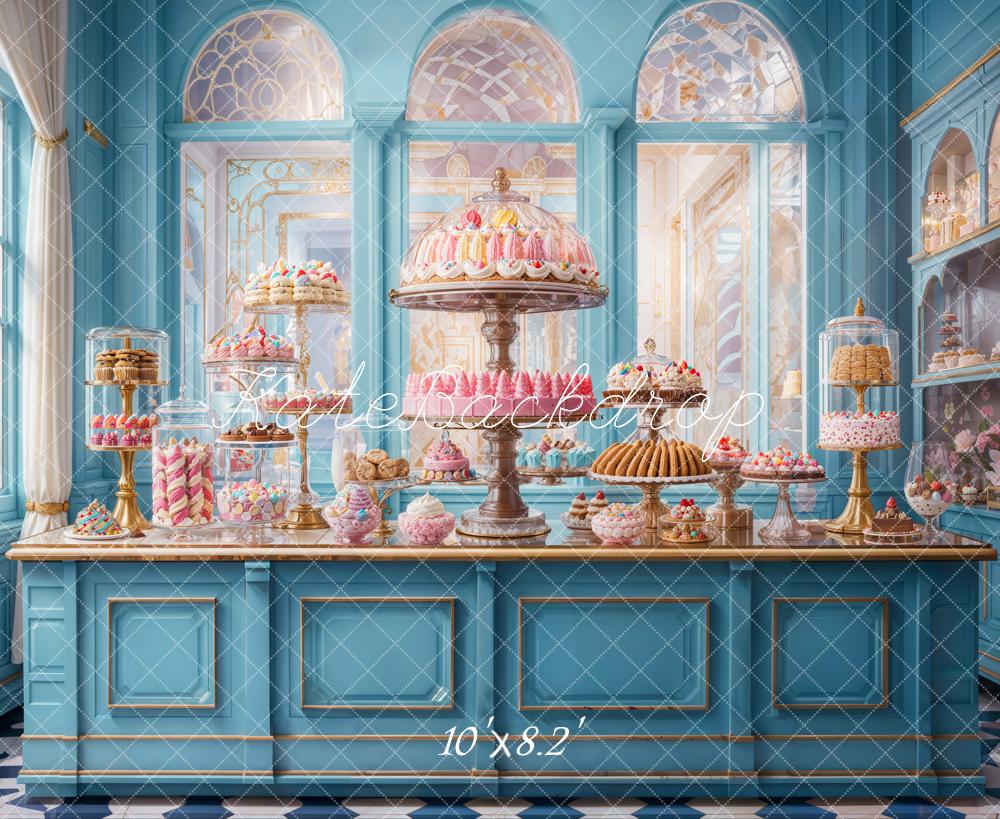 Kate Pastry Shop Dessert Blue Backdrop Designed by Emetselch - Image 5