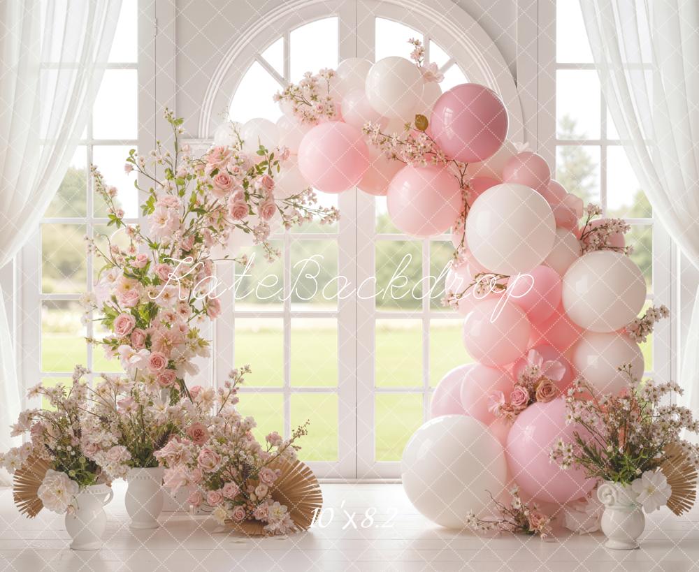 Kate Pink Balloons Floral Arrangement Backdrop Designed by Emetselch - Image 6