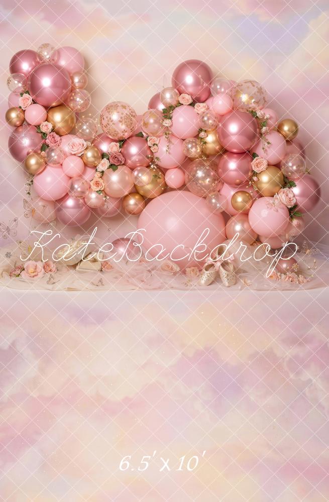 Kate Pink Balloons Pastel Clouds Backdrop Designed by Emetselch - Image 3