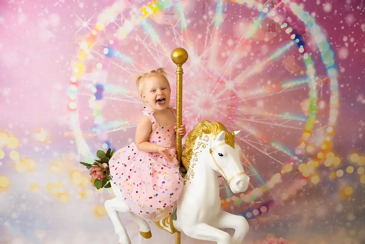 Kate Pink Bokeh Fantasy Ferris Wheel Backdrop Designed by GQ