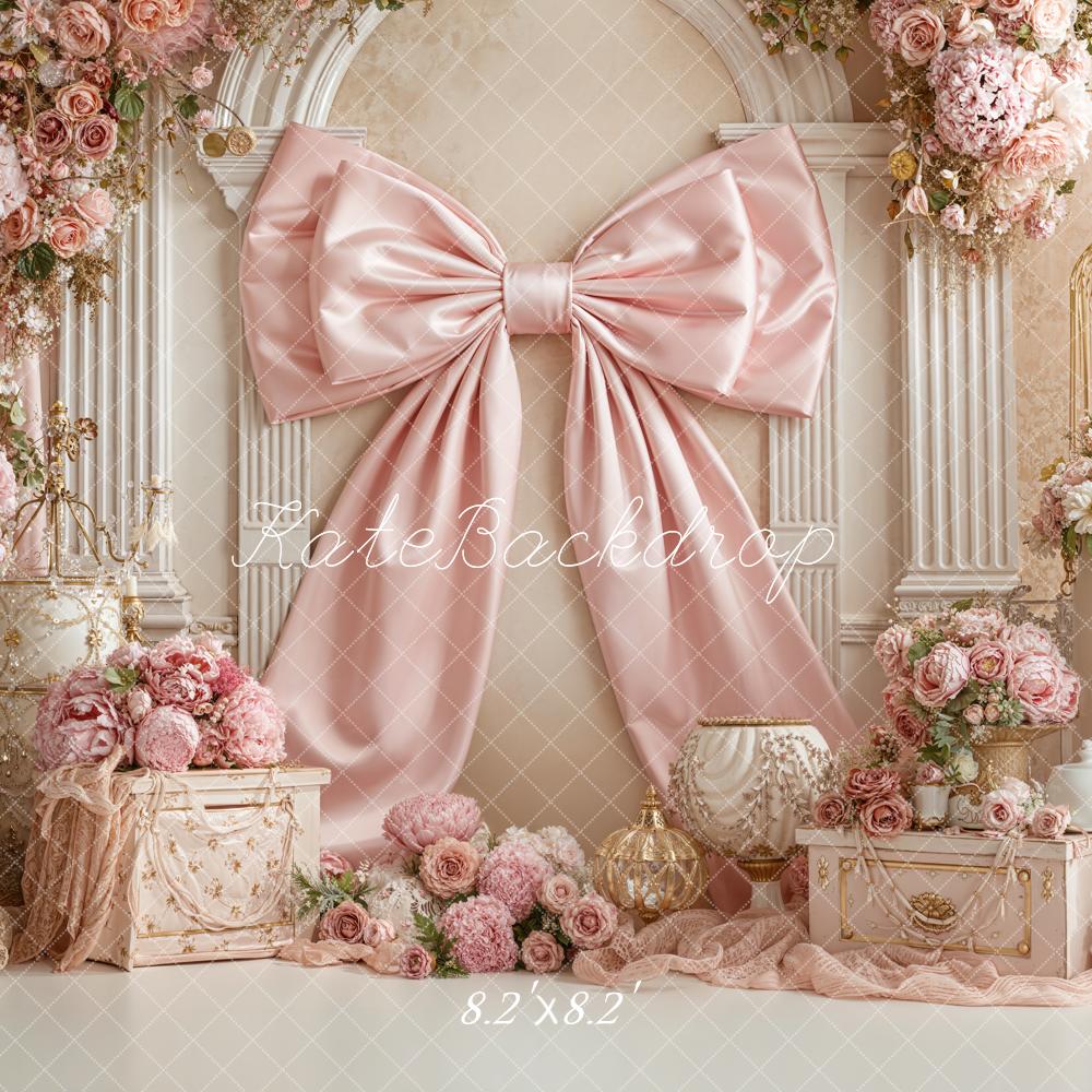 Kate Pink Bow Roses Vintage Arch Backdrop Designed by Emstselch - Image 6