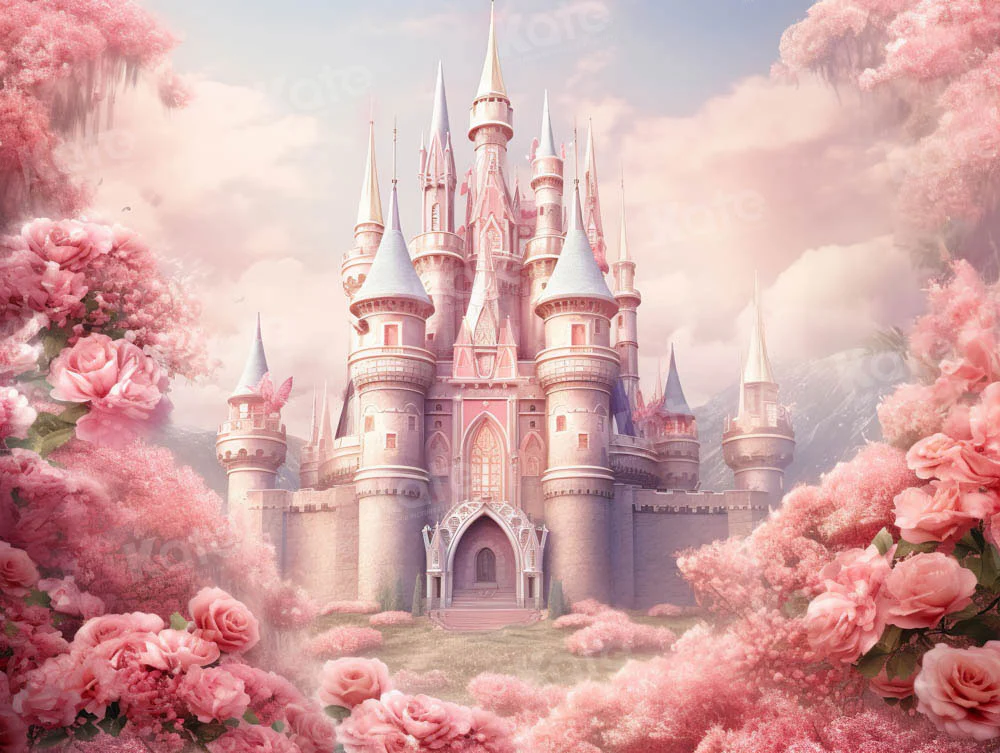 Kate Pink Fantasy Flower Castle Backdrop Designed by Emetselch - Image 3