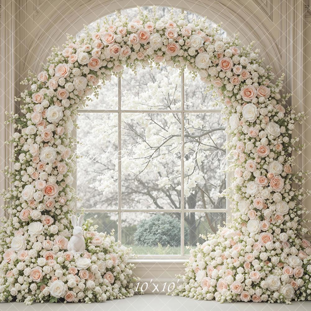 Kate Pink Floral Arch Window Backdrop Designed by Mini MakeBelieve - Image 7