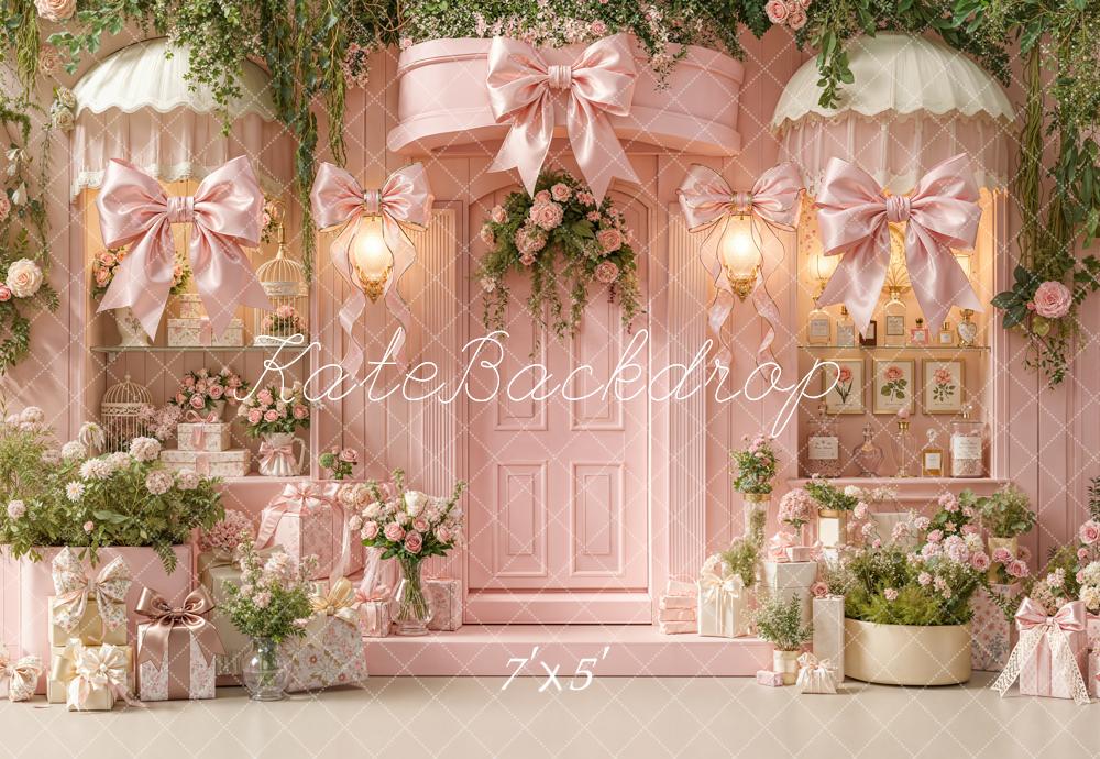 Kate Pink Floral Bows Wrapped Gifts Backdrop Designed by Emetselch