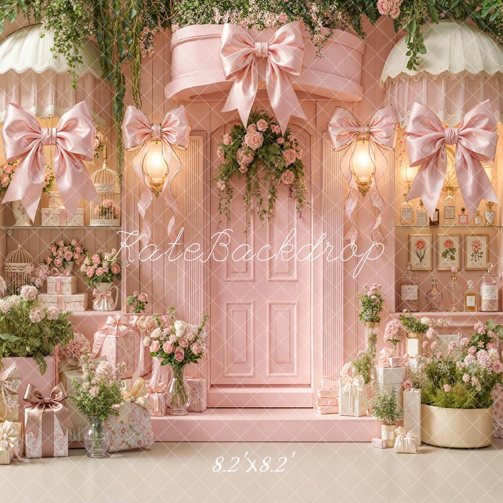 Kate Pink Floral Bows Wrapped Gifts Backdrop Designed by Emetselch - Image 5