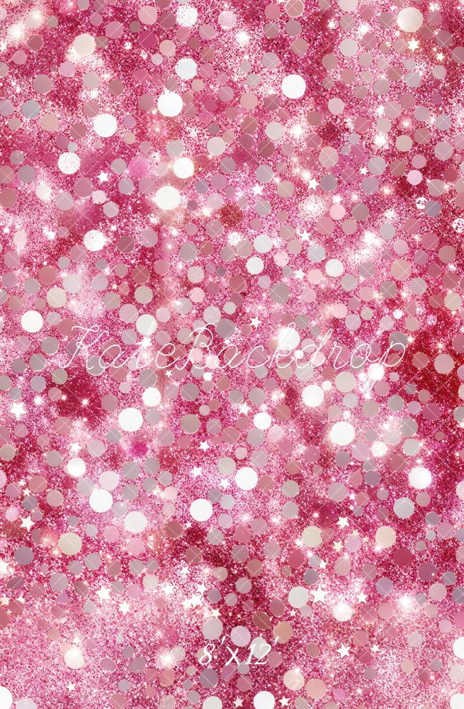 Kate Pink Glitter Bokeh Stars Fleece Backdrop Designed by Emetselch - Image 4