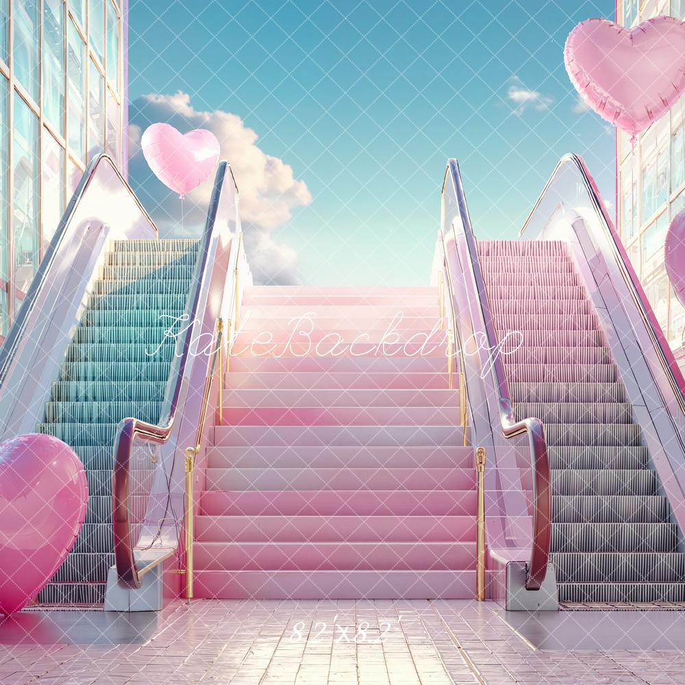 Kate Valentine Pink Heart Balloons Escalators Skylight Backdrop Designed by Emstselch - Image 5