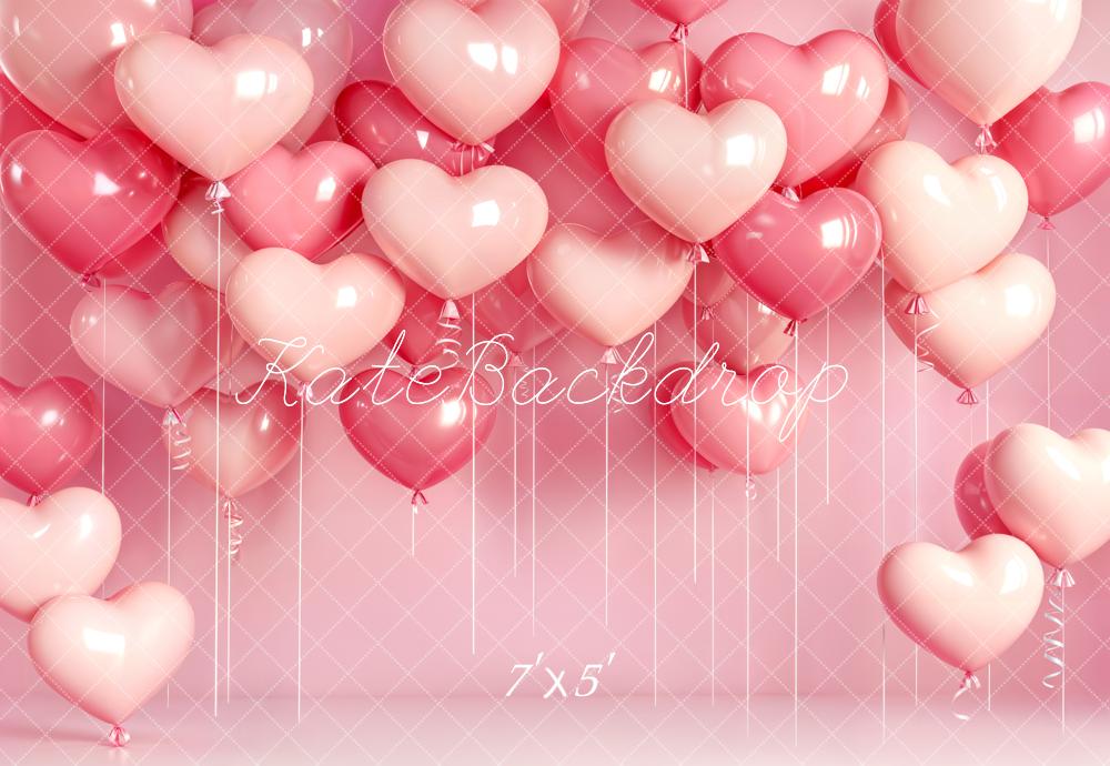 Kate Pink Heart Balloons Valentine Backdrop Designed by Emstselch