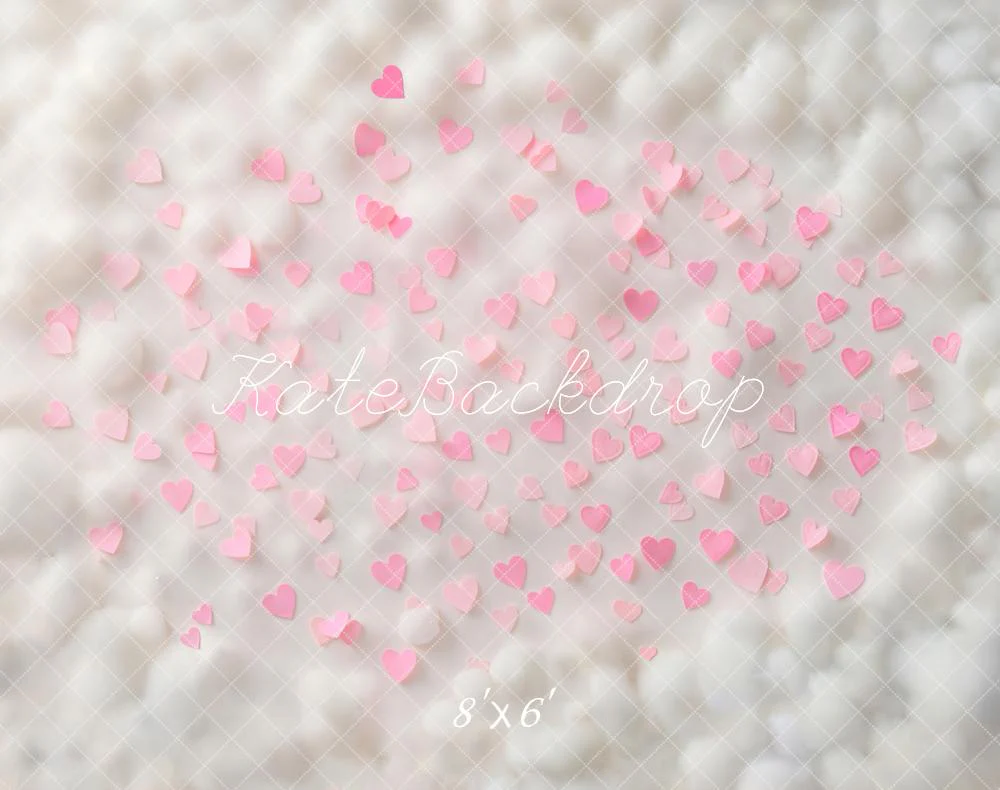 Kate Pink Hearts Cloudy Texture Fleece Backdrop Designed by Emetselch