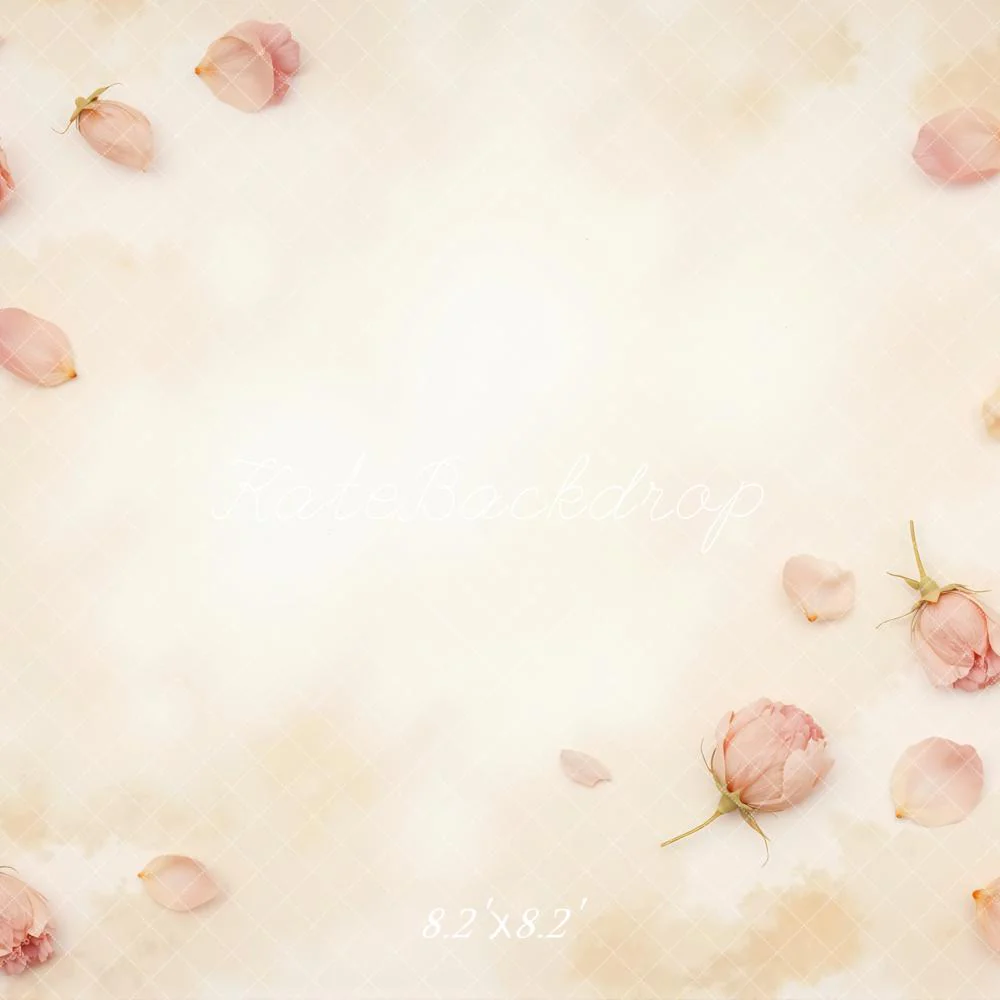 Kate Pink Rose Petals Beige Abstract Backdrop Designed by Mini MakeBelieve - Image 5