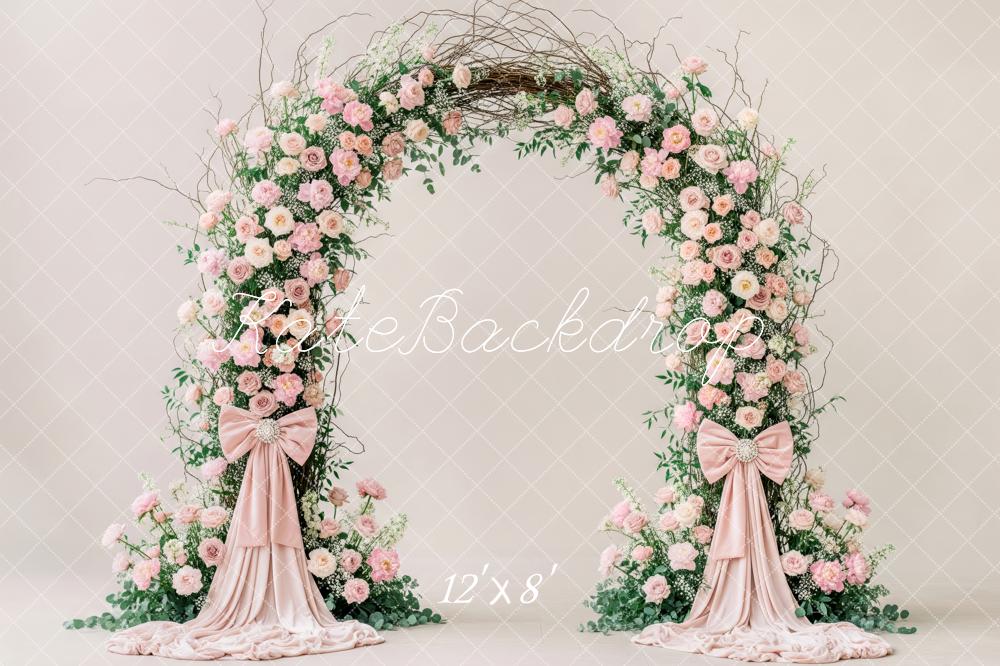 Kate Pink Roses Arch Greenery Fleece Backdrop Designed by Patty Robert - Image 4