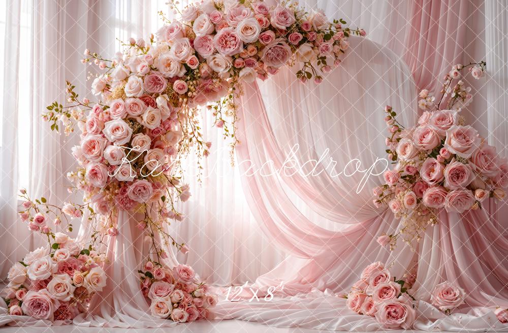 Kate Mother's day Pink Roses Arch Drapes Fleece Backdrop Designed by Emetselch - Image 4